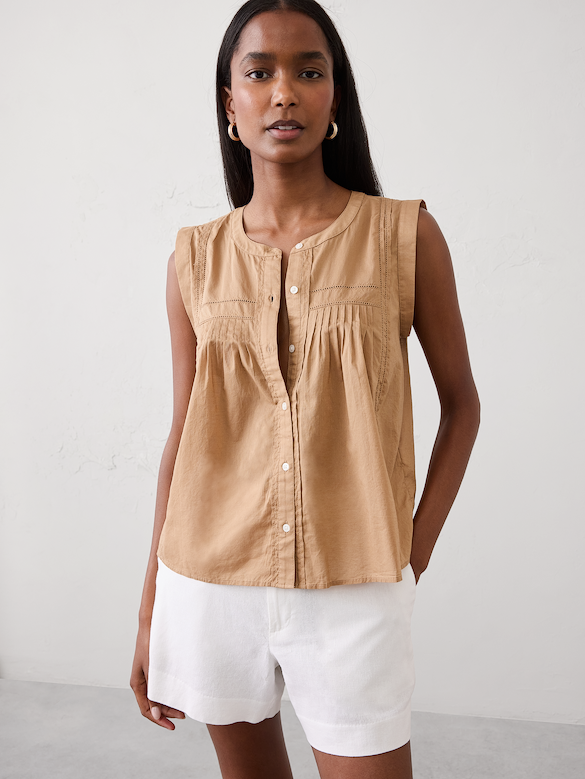 Picot High-Neck Top