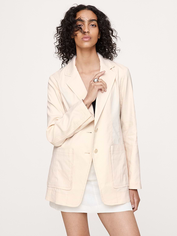 Relaxed Stretch Linen-Viscose Blazer
