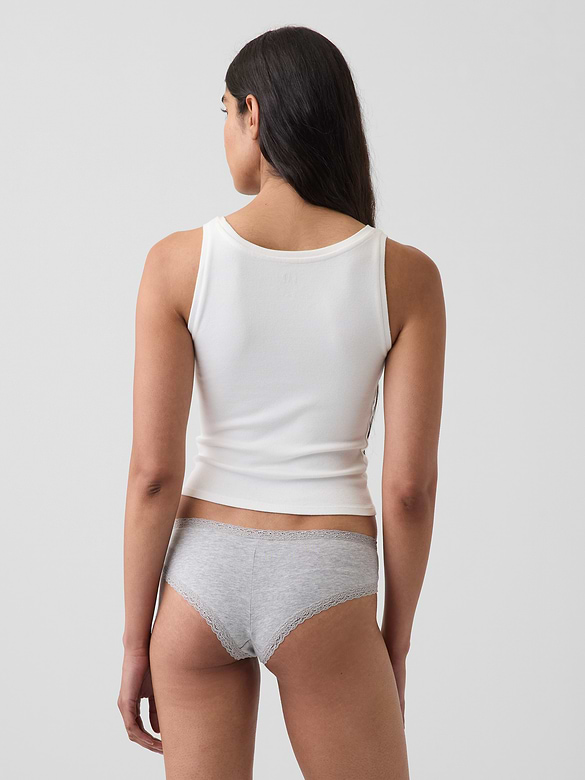SoftMade Organic Stretch Cotton Lace-Trim Cheeky Hipster