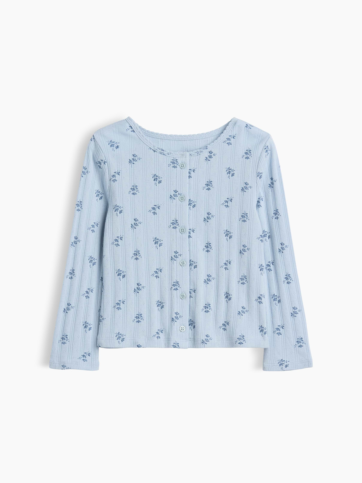 Baby & Toddler Pointelle Rib Floral Cardigan