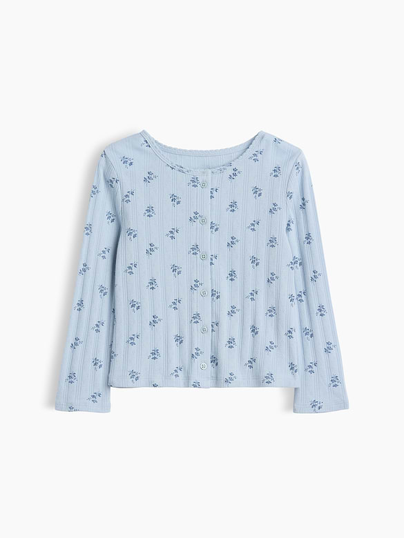 Baby & Toddler Pointelle Rib Floral Cardigan