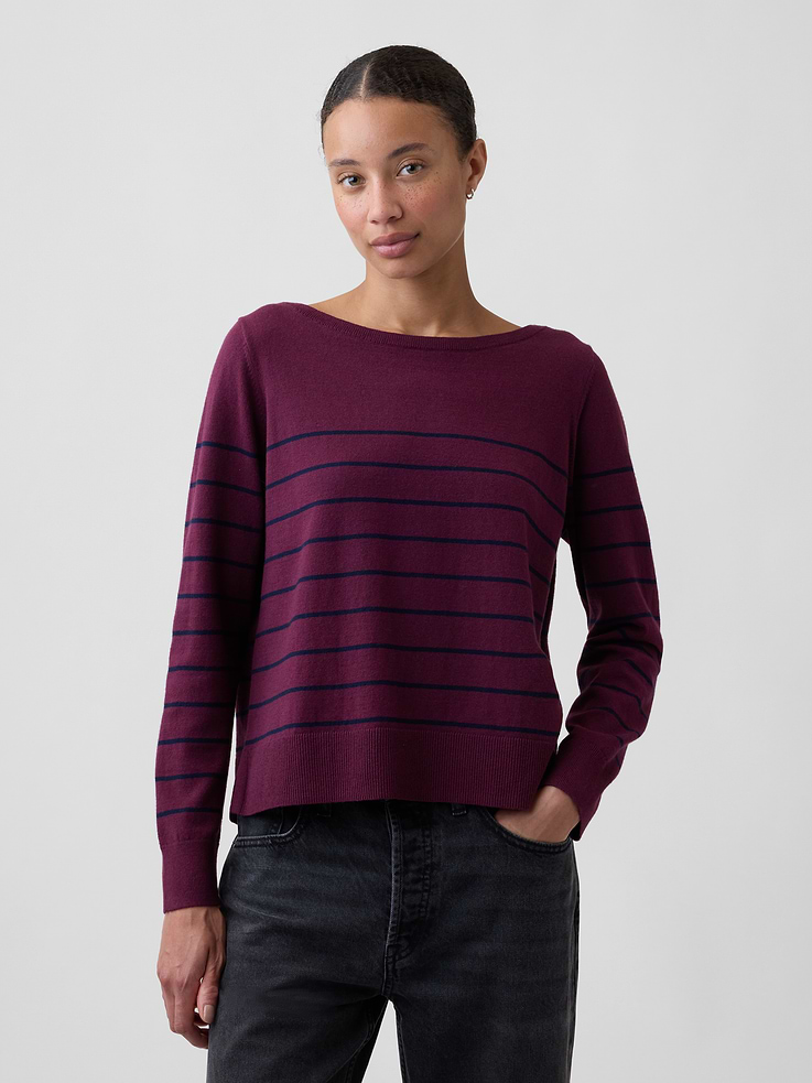 Image number 1 showing, Relaxed Jersey Boatneck Sweater