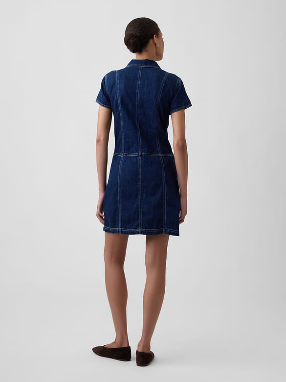 Denim Button-Front Mini Dress