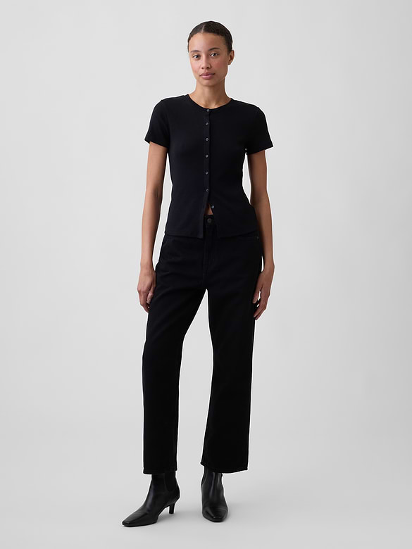 Low Slung SuperSoft Relaxed Straight Crop Jeans