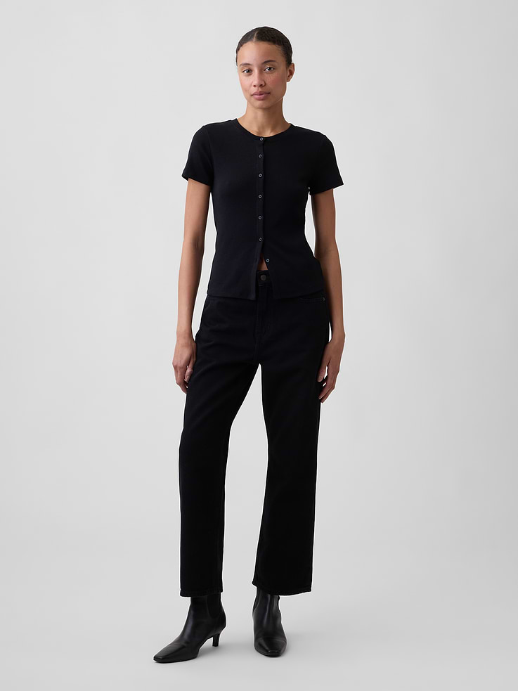 Image number 1 showing, Low Slung SuperSoft Relaxed Straight Crop Jeans