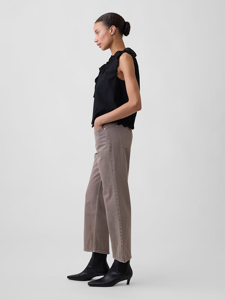 Image number 3 showing, Low Slung Relaxed Straight Crop Jeans