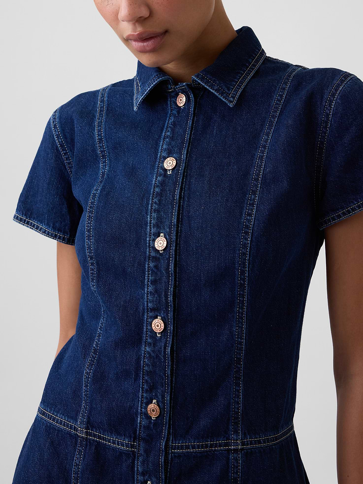 Image number 3 showing, Denim Button-Front Mini Dress