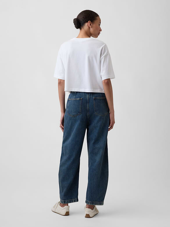 Mid Rise SuperSoft Pull-On Barrel Jeans