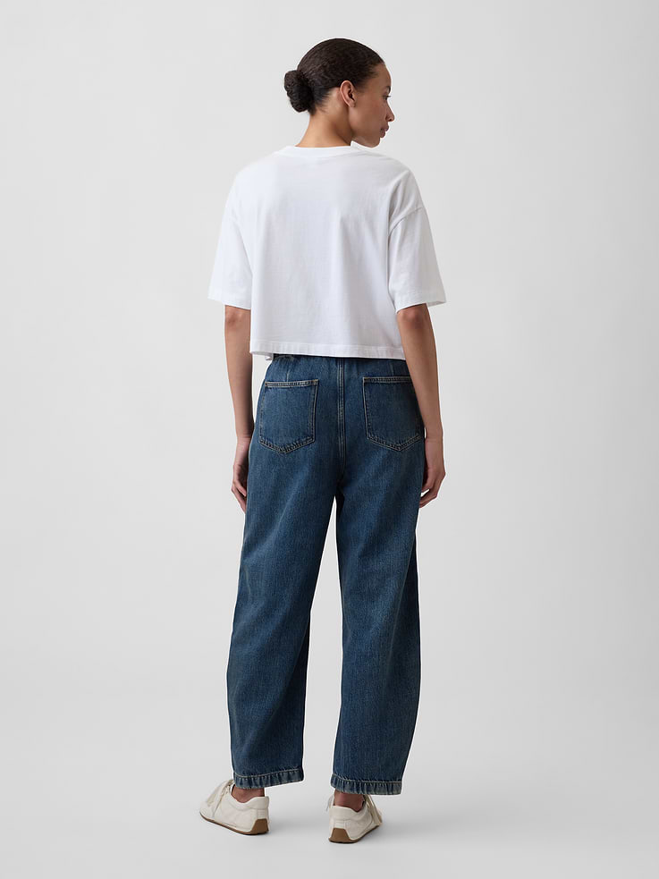 Image number 4 showing, Mid Rise SuperSoft Pull-On Barrel Jeans