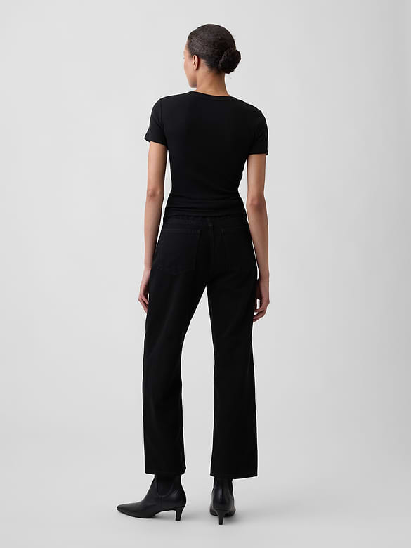 Low Slung SuperSoft Relaxed Straight Crop Jeans