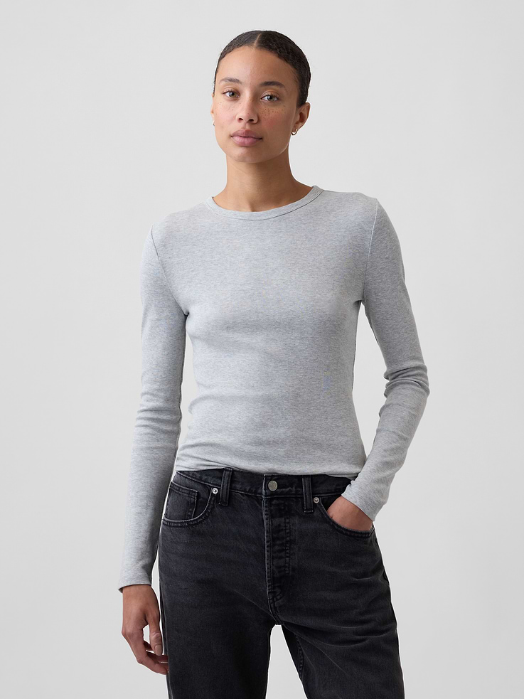 Image number 1 showing, Modern Ribbed Crewneck T-Shirt