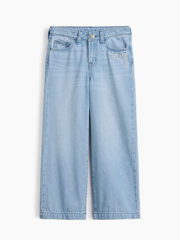 Kids High Rise Wide-Leg Ankle Jeans