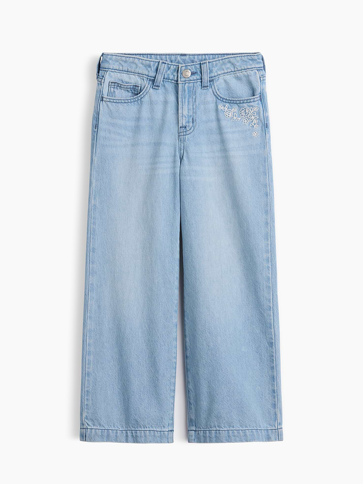 Image number 1 showing, Kids High Rise Wide-Leg Ankle Jeans