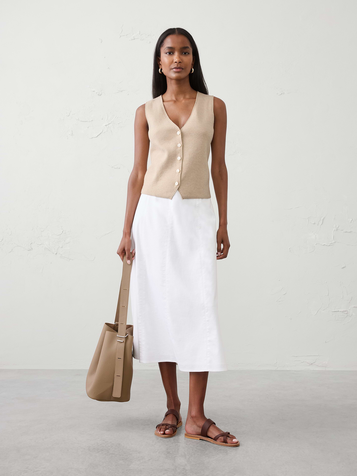 Image number 1 showing, V-Neck Button Sweater Vest