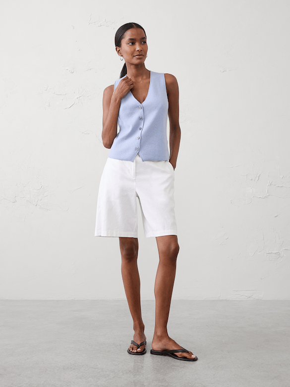 V-Neck Button Sweater