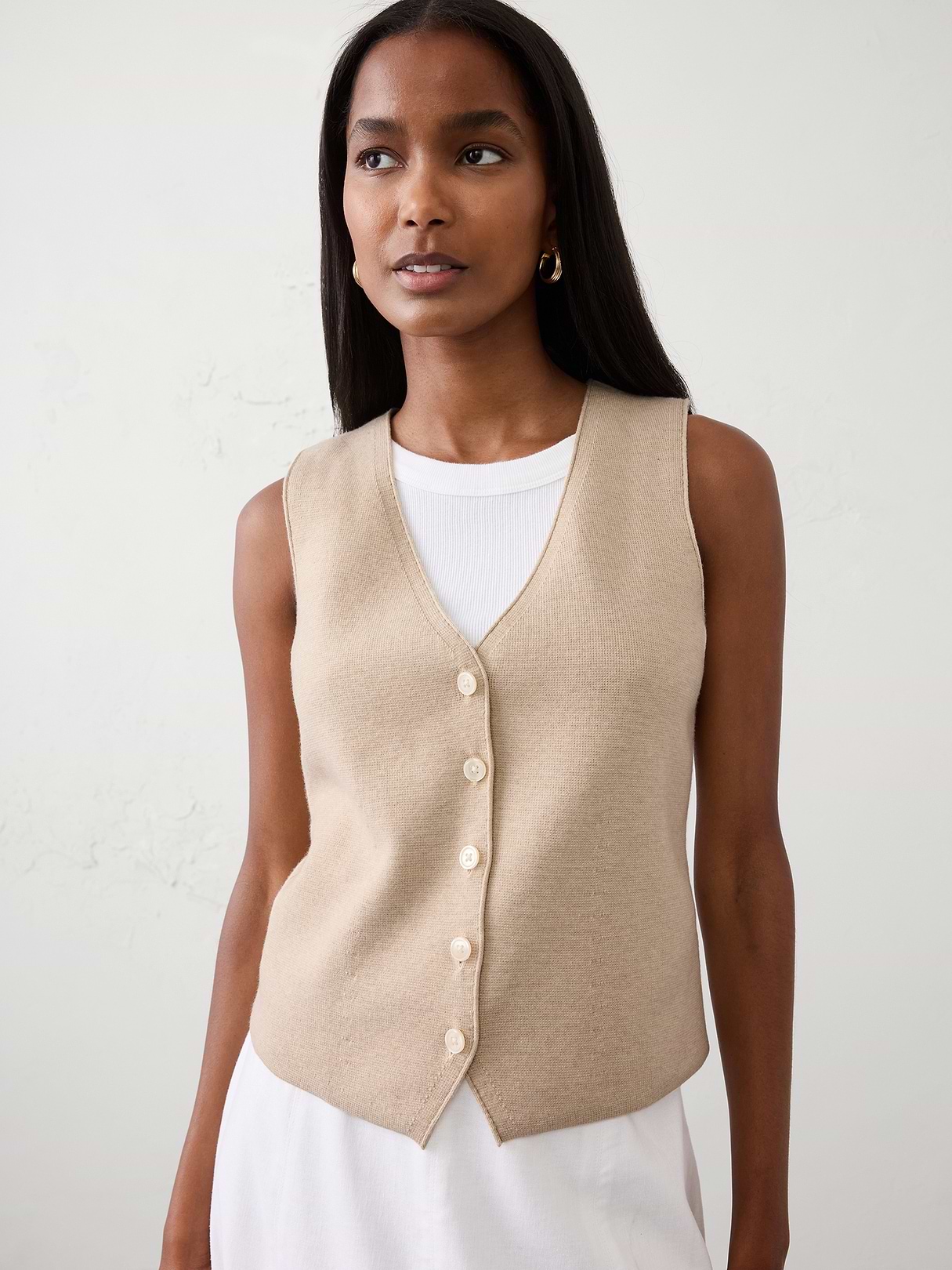 V-Neck Button Sweater | Banana Republic Factory