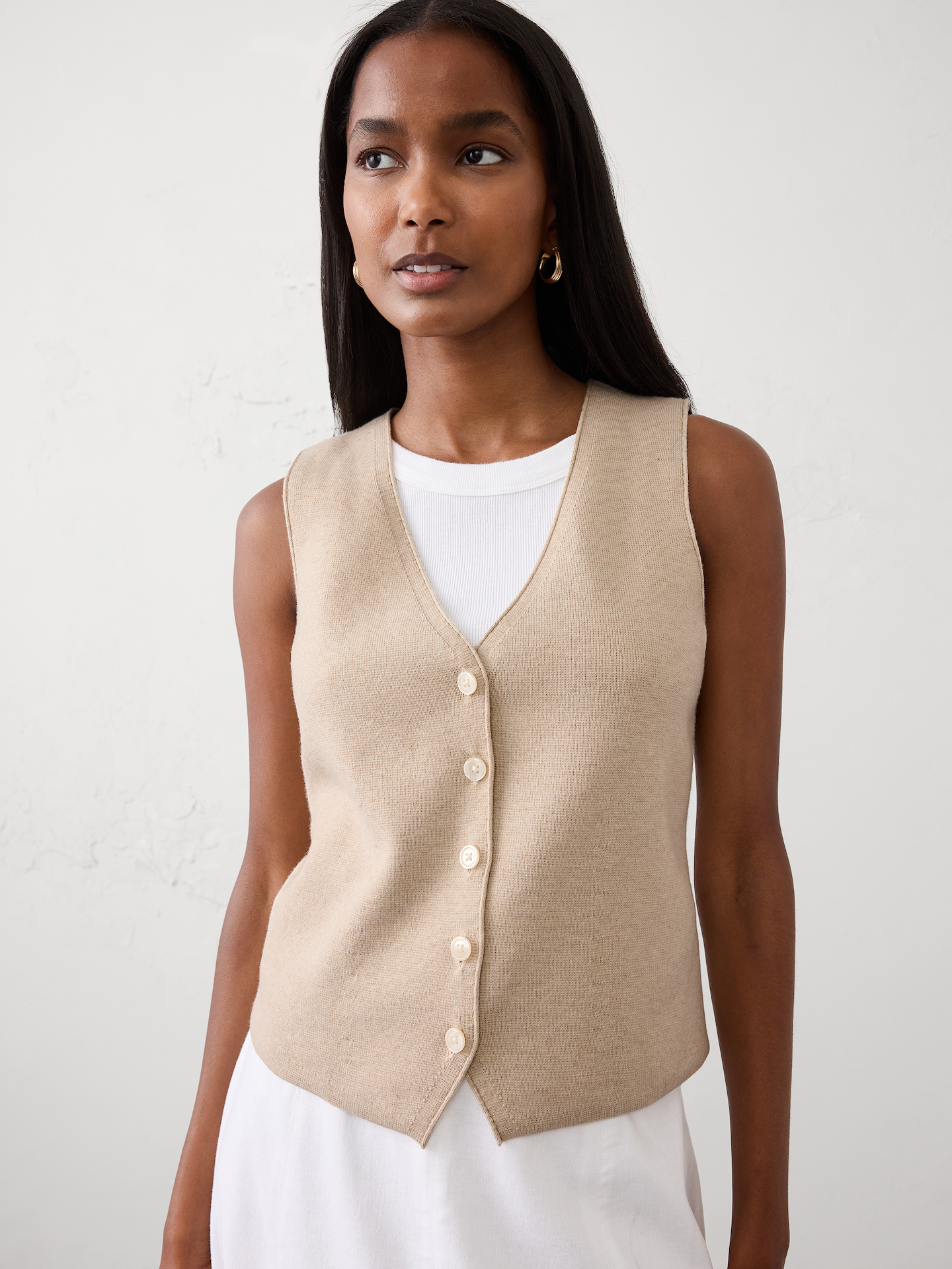 Image number 3 showing, V-Neck Button Sweater Vest