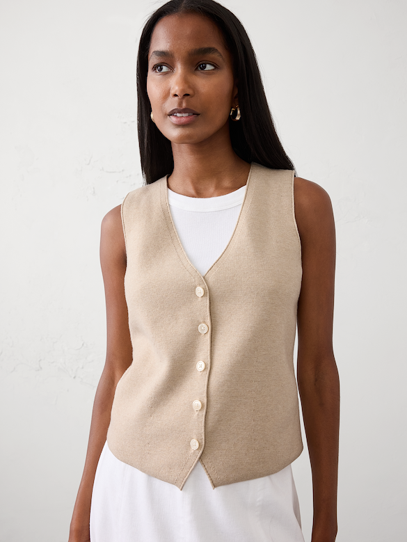 V-Neck Button Sweater