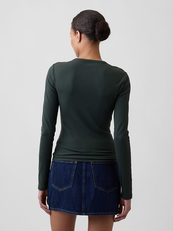 Ribbed Henley T-Shirt