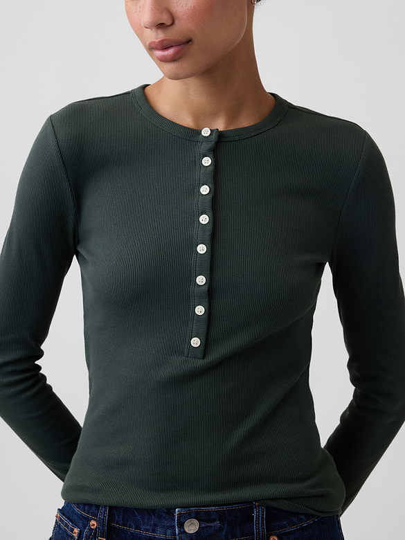 Ribbed Henley T-Shirt