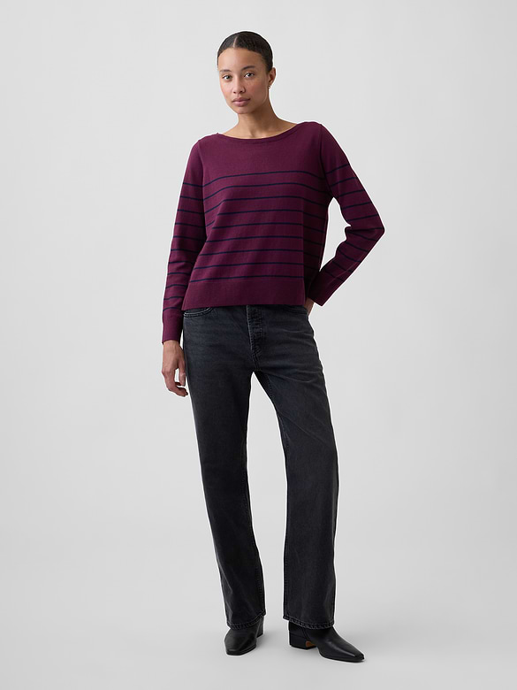 Relaxed Jersey Boatneck Sweater