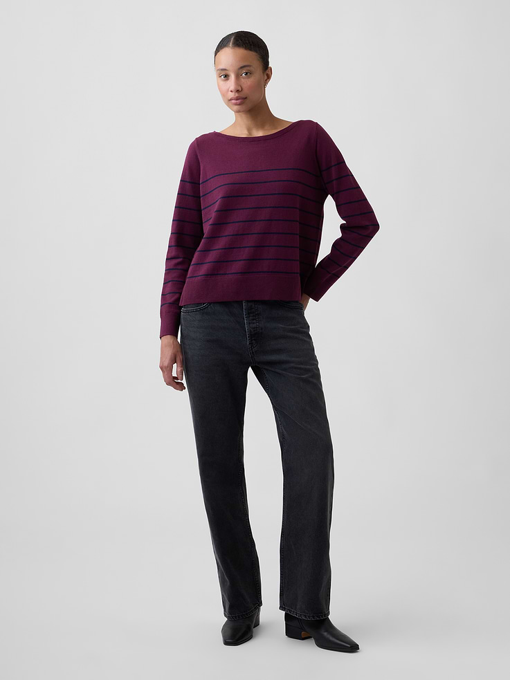 Image number 3 showing, Relaxed Jersey Boatneck Sweater