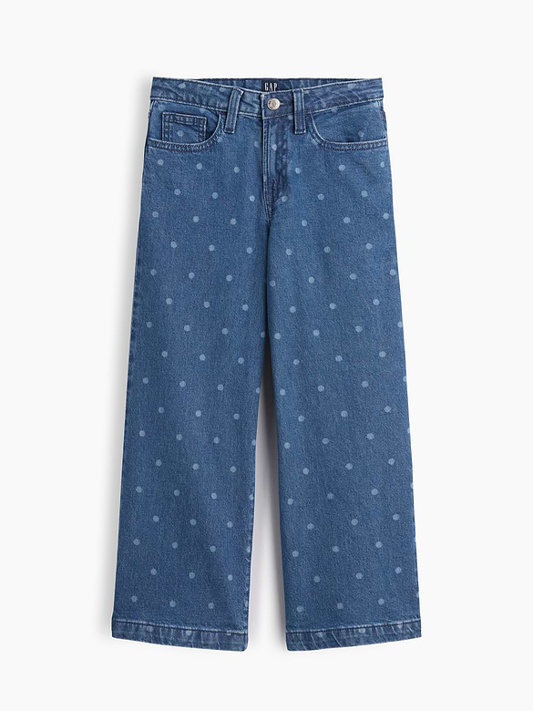 Kids High Rise Wide-Leg Ankle Jeans