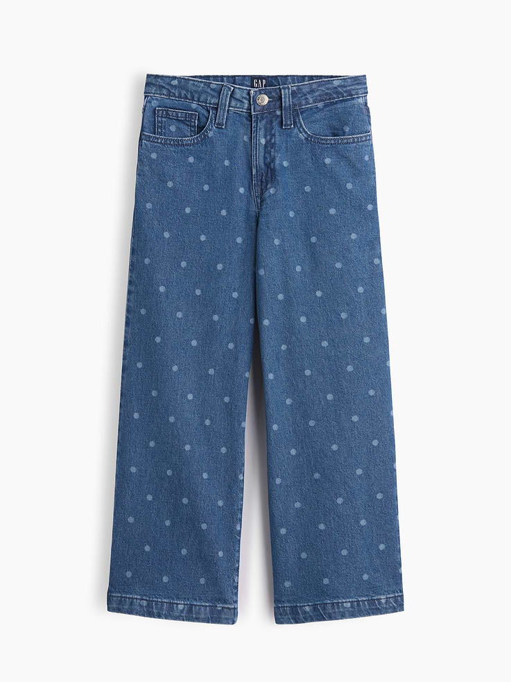 Image number 1 showing, Kids High Rise Wide-Leg Ankle Jeans
