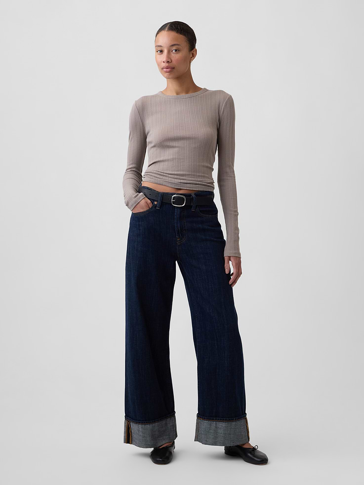 Image number 3 showing, Essential Ribbed Pointelle T-Shirt