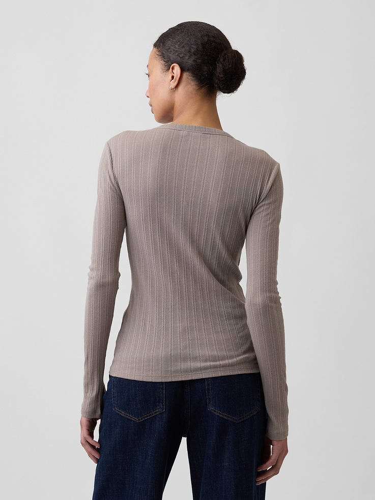 Image number 2 showing, Essential Ribbed Pointelle T-Shirt