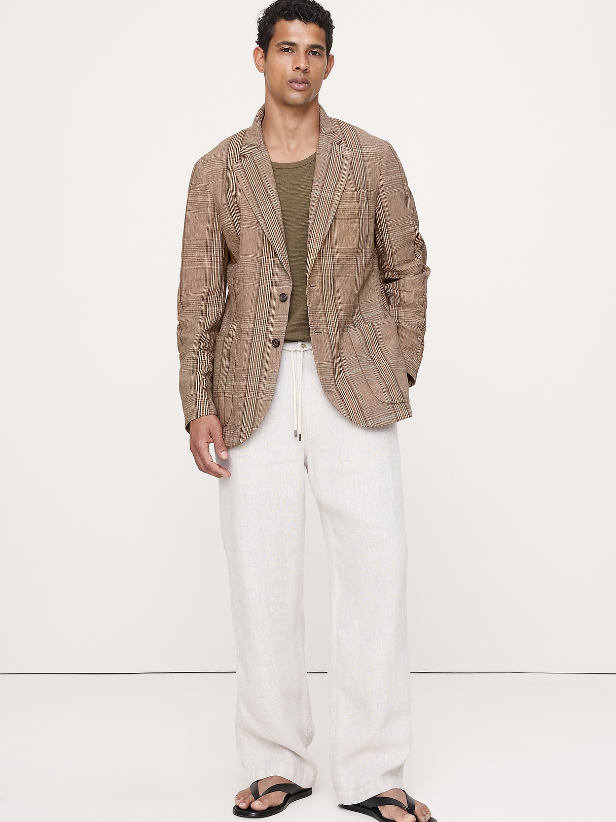 Italian Plaid Cotton-Linen Blazer | Banana Republic