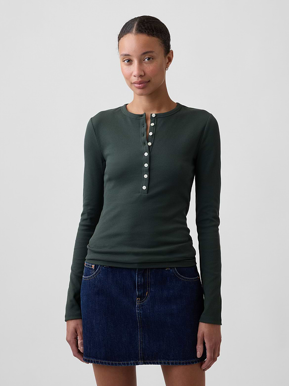 Ribbed Henley T-Shirt