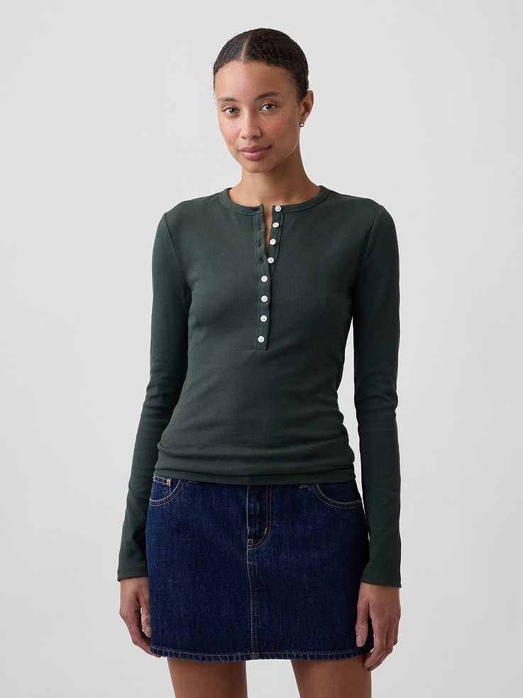 Image number 1 showing, Ribbed Henley T-Shirt