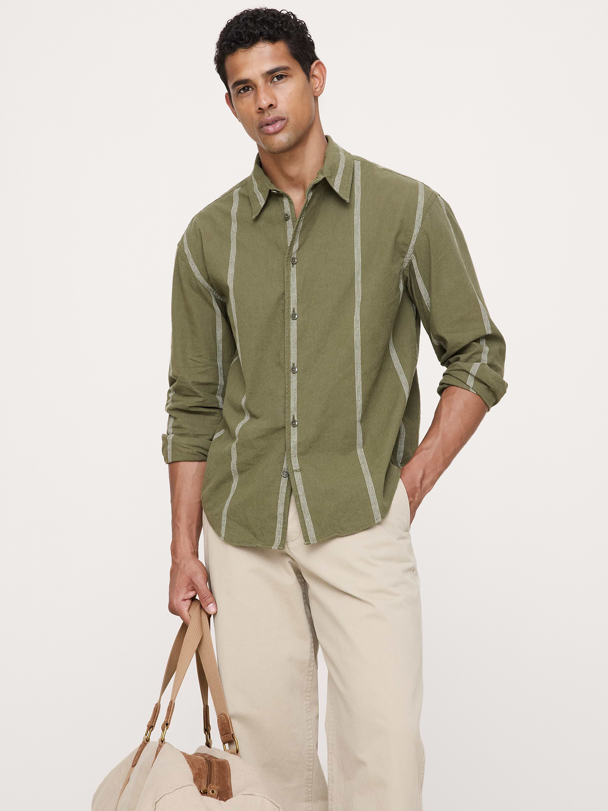 Relaxed-Fit Cotton-Linen Neps Shirt | Banana Republic