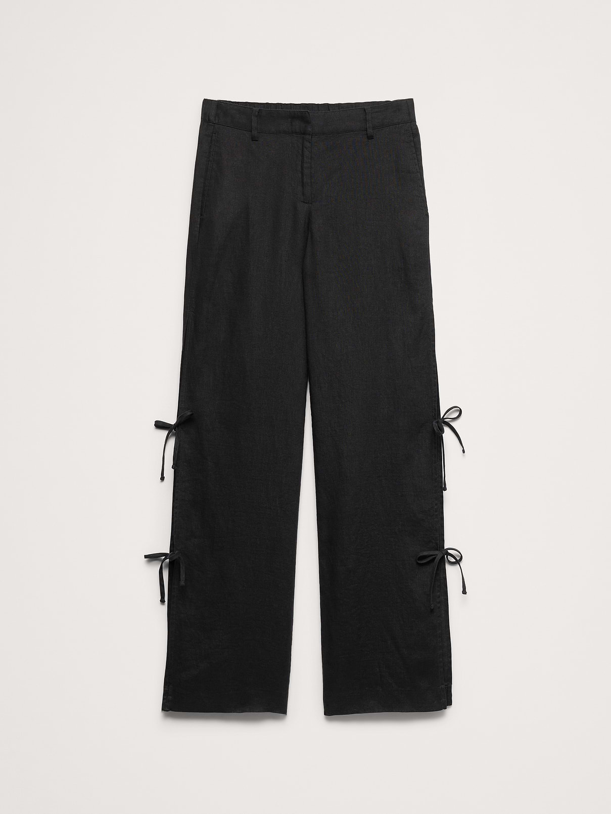 L'image numéro 5 présente Pantalon jambe large de tous les jours en lin à nouer sur le côté