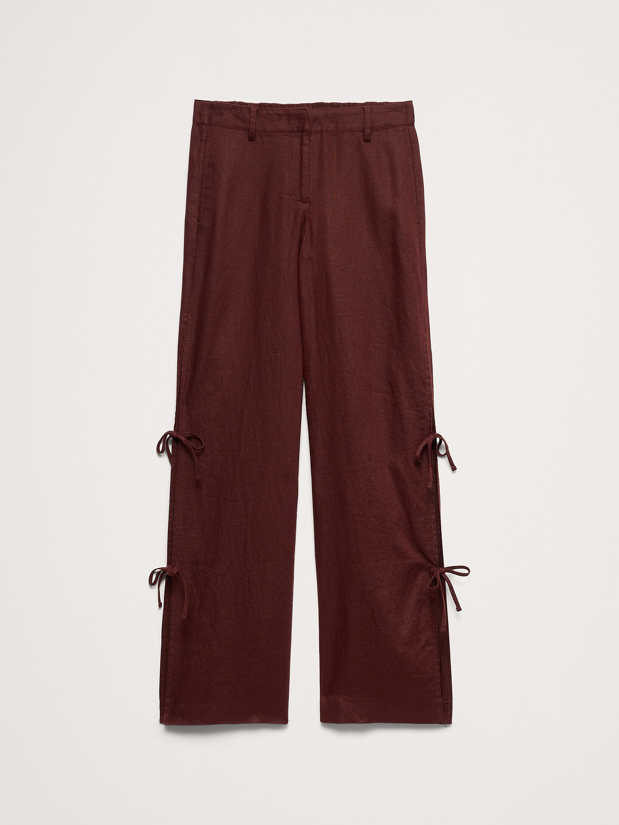 L'image numéro 8 présente Pantalon jambe large de tous les jours en lin à nouer sur le côté
