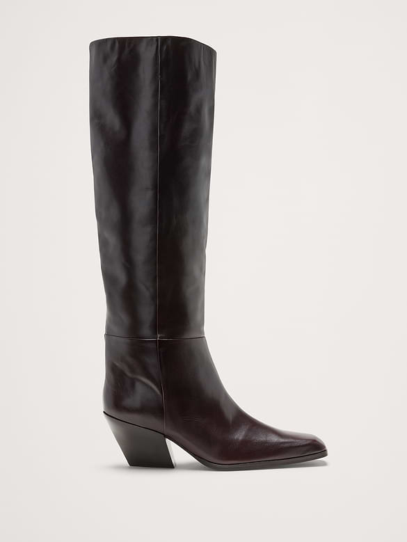 Bottes hauteur genou en cuir italien