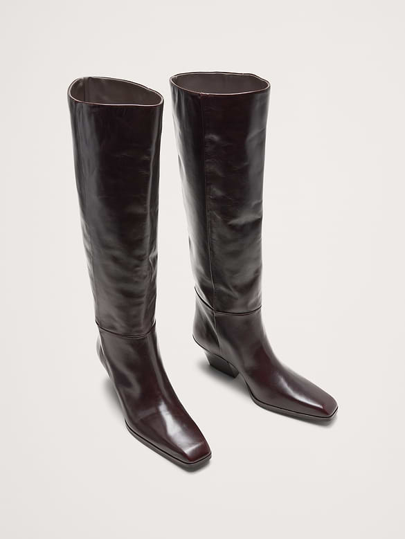 Bottes hauteur genou en cuir italien