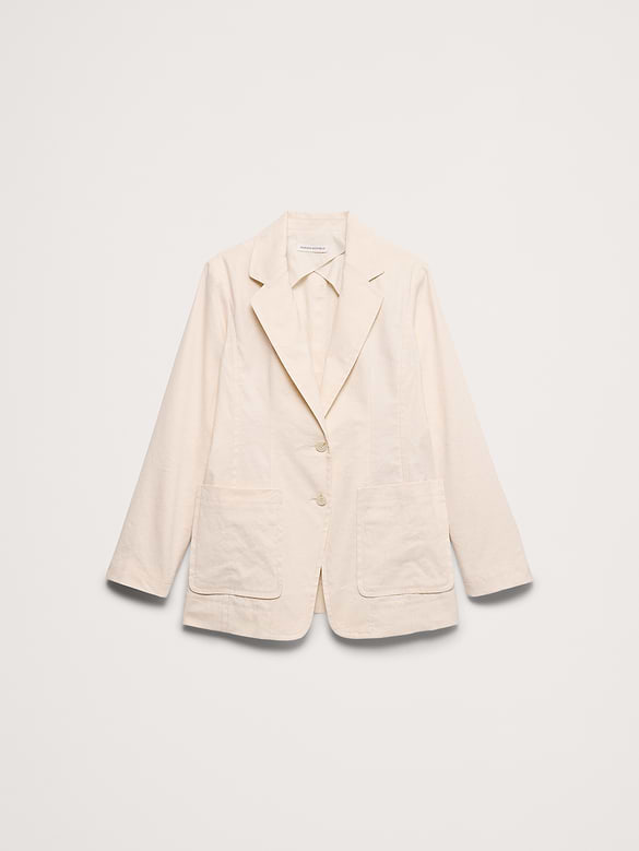 Relaxed Stretch Linen-Viscose Blazer