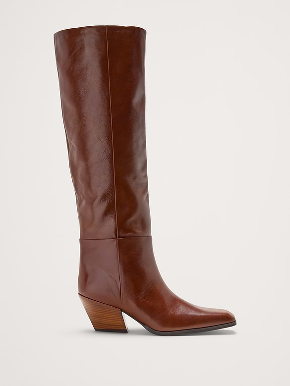 Bottes hauteur genou en cuir italien