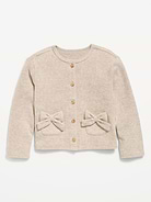 Image number 1 showing, Cozy Ribbed Bow-Pocket Cardigan Sweater for Toddler Girls