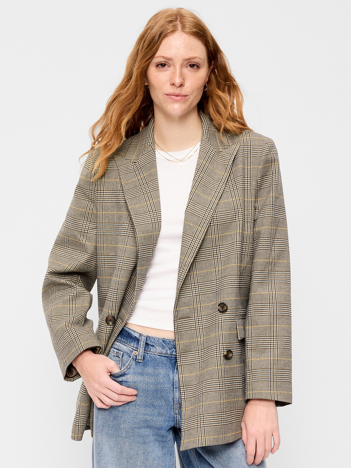 Oversized Twill Double-Breasted Blazer | Old Navy