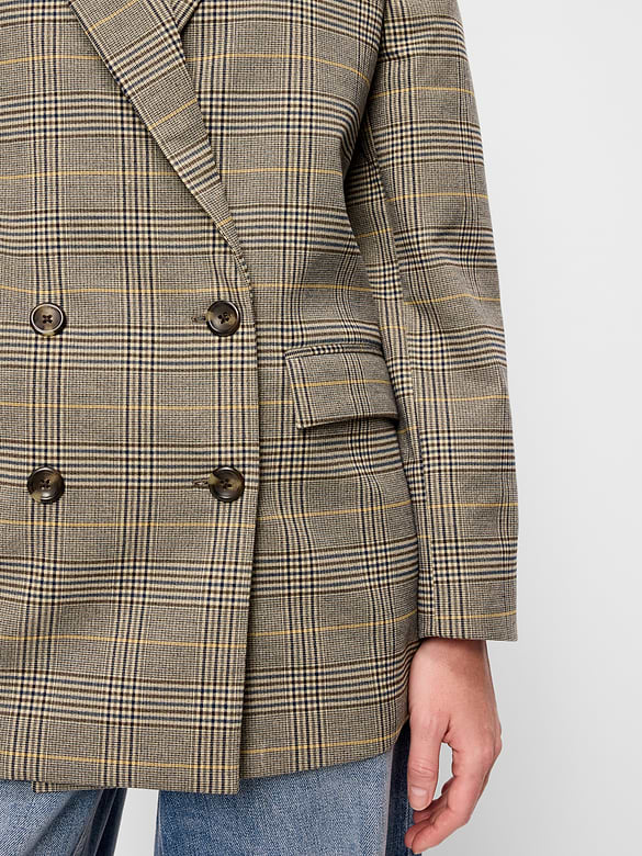 Oversized Twill Double-Breasted Blazer