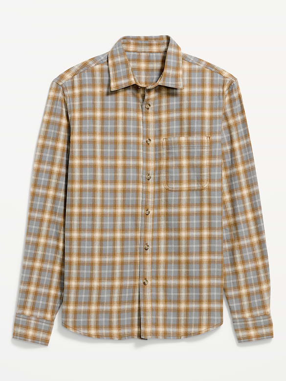 Relaxed Long-Sleeve Plaid Flannel Pocket Shirt