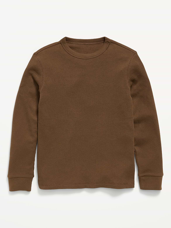 Long-Sleeve Waffle-Knit T-Shirt for Boys