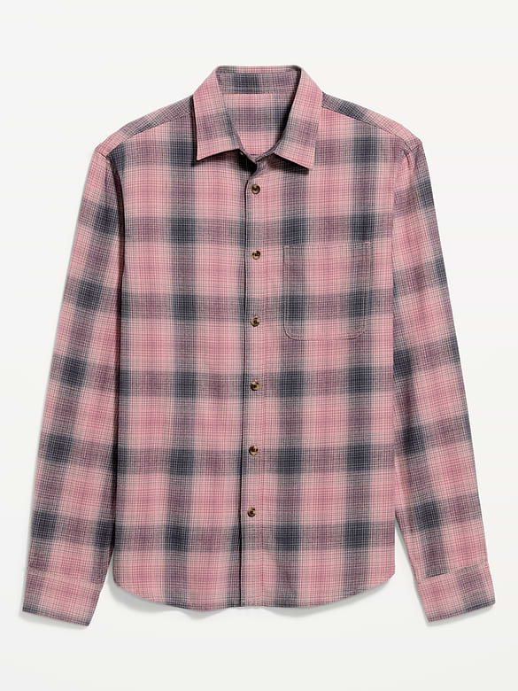 Relaxed Long-Sleeve Plaid Flannel Pocket Shirt