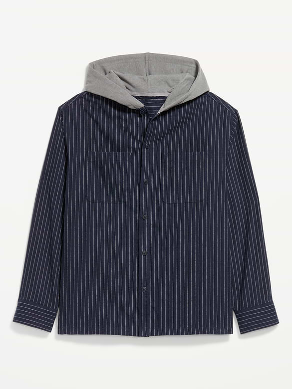 Long-Sleeve Flannel Hooded Shirt