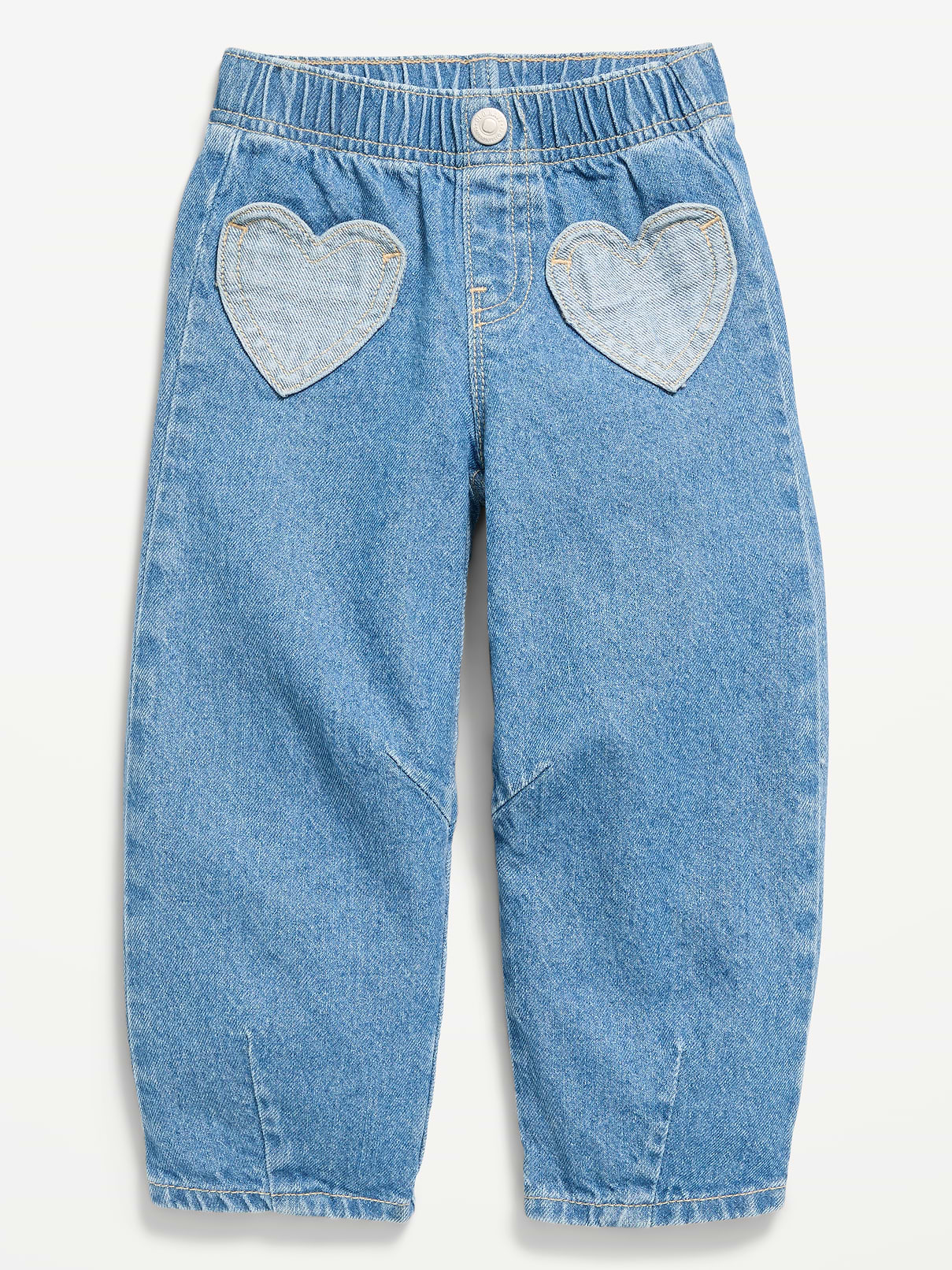 Image number 1 showing, Super Baggy Heart-Pocket Barrel-Leg Jeans for Toddler Girls