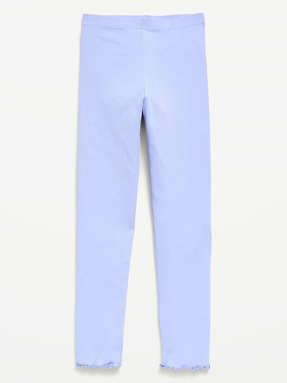 Ribbed Lettuce-Edge Leggings for Girls
