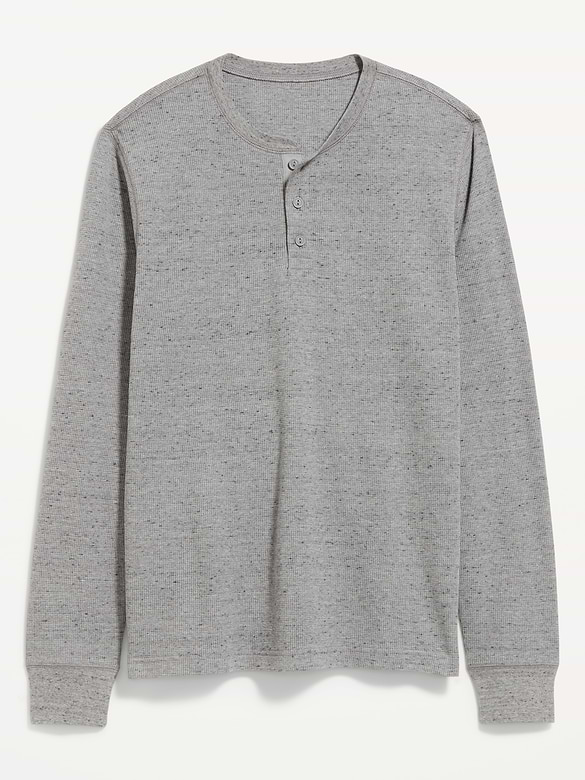 Long-Sleeve Waffle Henley T-Shirt